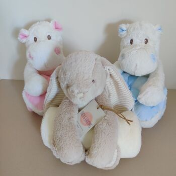 Personalised Bunny Plush Toy With Folded Blanket, 9 of 12