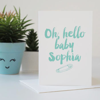 Oh Hello Baby, Personalised New Baby Boy Or Girl Card, 5 of 9