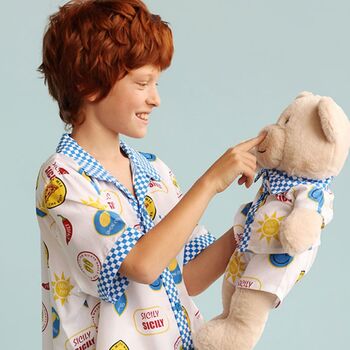 Sicily Boys Pyjama Set With Matching Teddy Bear, 6 of 6