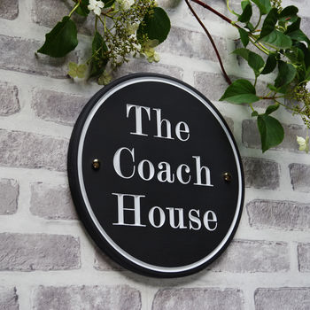 Slate Round Or Oval House Sign With Border, 2 of 6