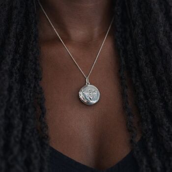 Personalised Sterling Silver Bee Locket Necklace With Photos, 3 of 10