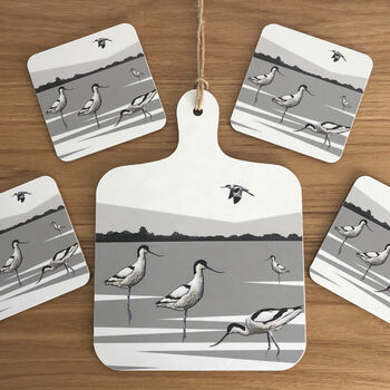 Avocet Mini Chopping Board With Coaster Set And Card, 2 of 7