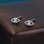 Sterling Silver Tiny Cz Evil Eye Stud Earrings, thumbnail 1 of 11