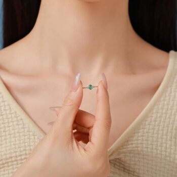 Sterling Silver Vintage Inspired Tiny Emerald Green Cz Ring, 6 of 12