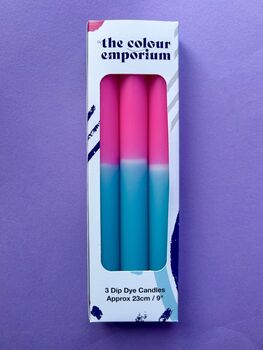 'Bubblegum' Dip Dye Dinner Candles Trio, 3 of 5