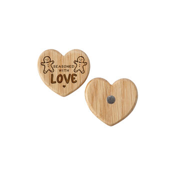 'Seasoned With Love' Christmas Oak Heart Magnet, 2 of 2