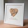 Personalised 50th Anniversary Wooden Heart Print – Golden Wedding Keepsake, thumbnail 2 of 3