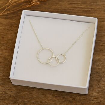 Sterling Silver Three Ring Infinity Necklace, 8 of 8