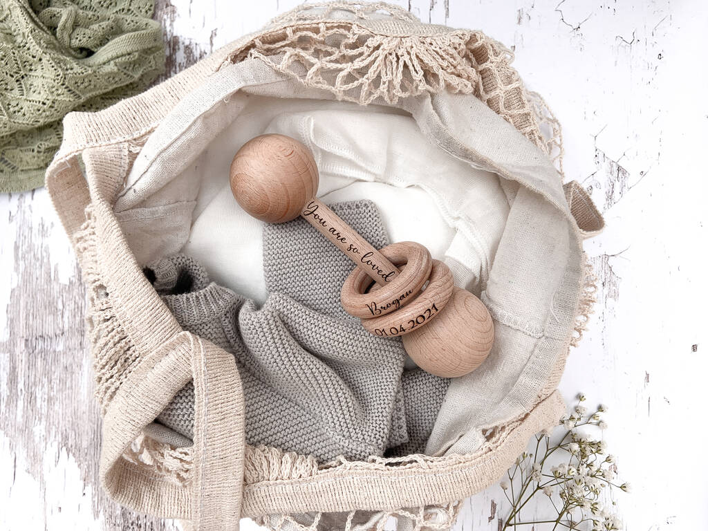 Classical Keepsake Wooden Rattle By New Line Gift