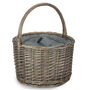 Round Grey Picnic Basket With Chiller Compartment, thumbnail 2 of 7