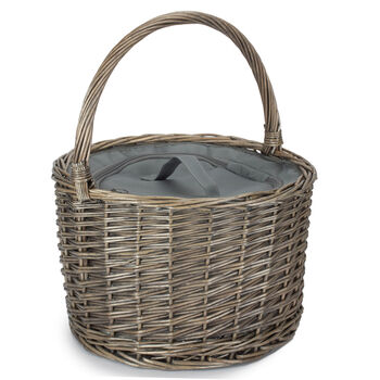 Round Grey Picnic Basket With Chiller Compartment, 2 of 7