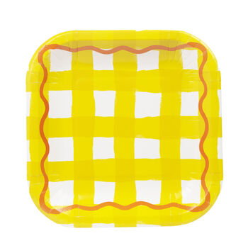 Colourful Gingham Square Paper Plates Pack Of 12, 7 of 8