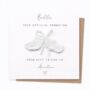 Personalised Pregnancy / Baby Announcement Card With Hand Knitted Bootees, thumbnail 1 of 2