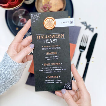 Halloween Table Menu And Optional Spooky Quiz Card, 6 of 8
