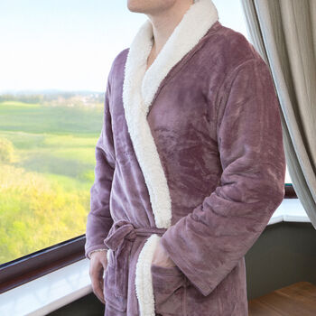 Super Soft Sherpa Style Caffeine First Dressing Gown, 7 of 9