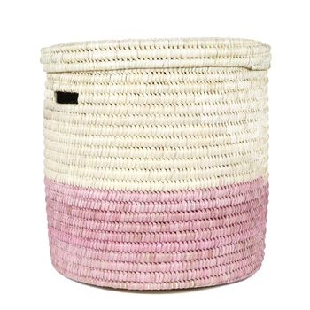 Raspberry Colour Block Lidded Laundry Basket, 3 of 6