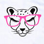 Kids Personalised Cheetah With Glasses T Shirt, thumbnail 3 of 5