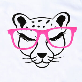 Kids Personalised Cheetah With Glasses T Shirt, 3 of 5