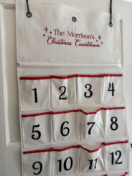 Custom Embroidered Family Christmas Advent Calendar Countdown, 2 of 3