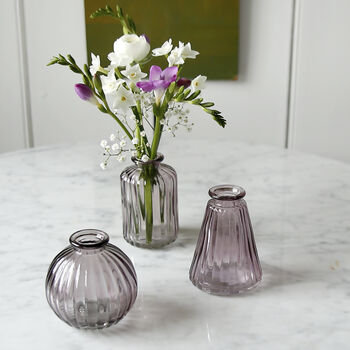 Amethyst Glass Bud Vase Set Of Three, 3 of 3