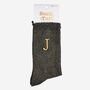 Women's Glitter Socks Black Gold Initial 'J', thumbnail 5 of 5