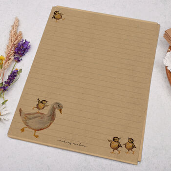 A5 Kraft Letter Writing Paper With Ducklings And Goose, 3 of 4
