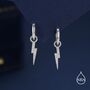 Sterling Silver Lightning Bolt Charm Huggie Hoop Earrings, thumbnail 1 of 11
