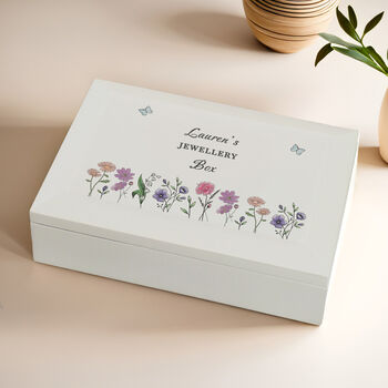 Personalised Wild Flowers Wooden Jewellery Box, 2 of 6