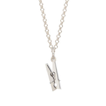 Sterling Silver Clothes Peg Necklace, 7 of 8