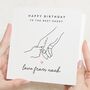 1st Birthday Dad Hands Card From Baby, thumbnail 1 of 7