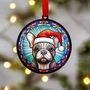 French Bulldog Grey In Santa Hat Suncatcher Decoration, thumbnail 1 of 6