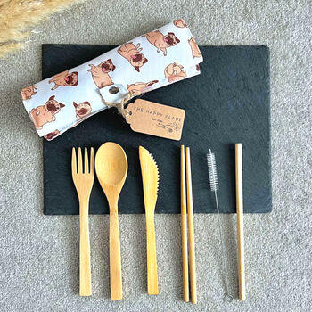 Eco Friendly Bamboo Picnic And Travel Cutlery Set, 7 of 7