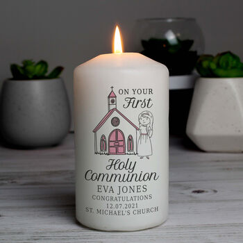 Personalised Girls First Holy Communion Pillar Candle, 2 of 4