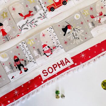 Handmade Personalised Scandi Fabric Advent Calendar, 4 of 6