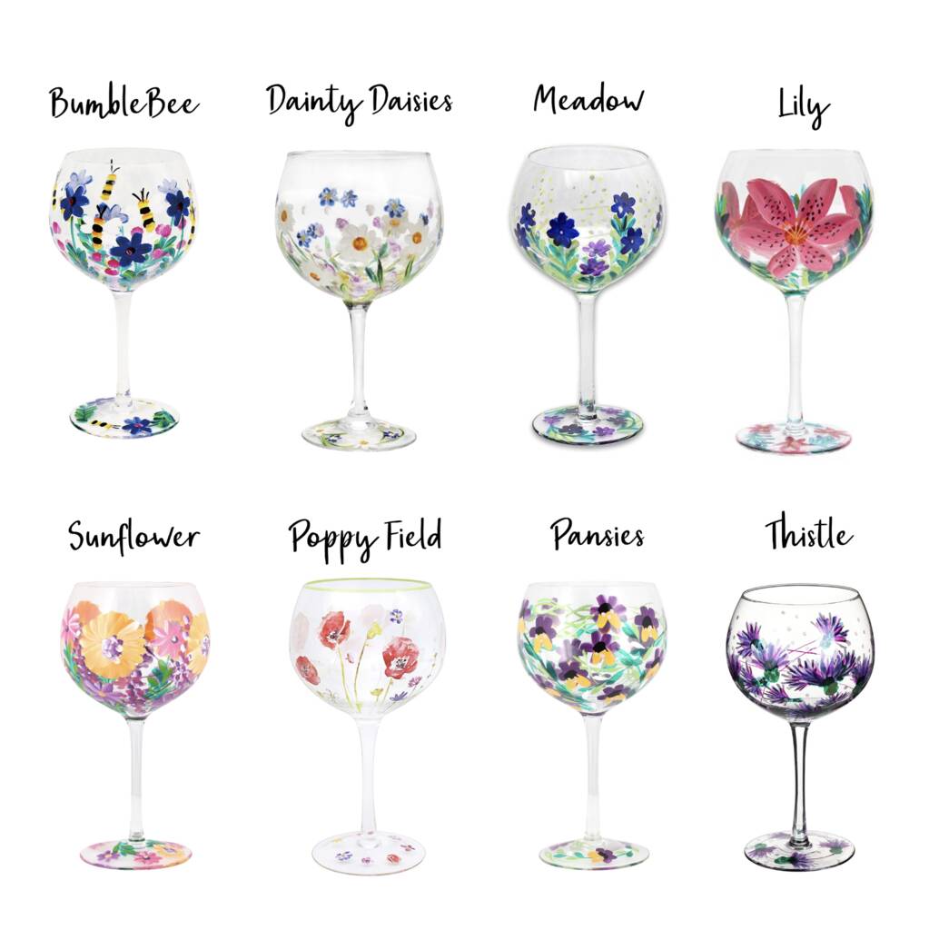 personalised hand painted gin glasses