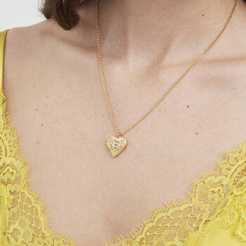 Gold Forget Me Not Heart Locket Necklace, 2 of 9