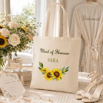 Personalised Sunflower Bridesmaid Tote Bag Gift, 4 of 6