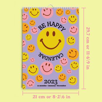 2023 Be Happy Wall Calendar | Hanging A4 Calendar, 6 of 9