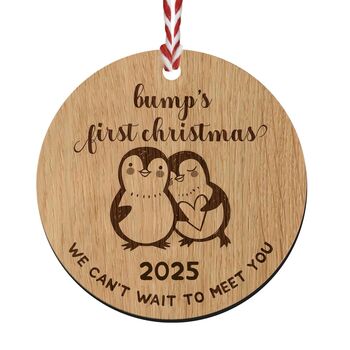 Bump's First Christmas 2025 Wooden Penguin Decoration, 2 of 6