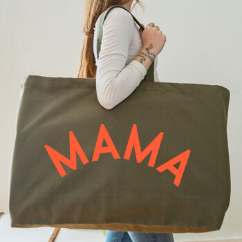 Mama Oversized Tote Bag Olive Green, 2 of 7