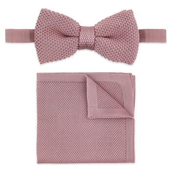 Wedding Handmade Knitted Bow Tie In Dusty Pink, 5 of 6