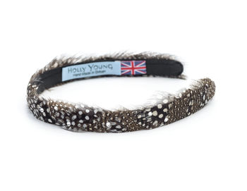 Spotty Guinea Fowl Feather Hair Band, 5 of 10