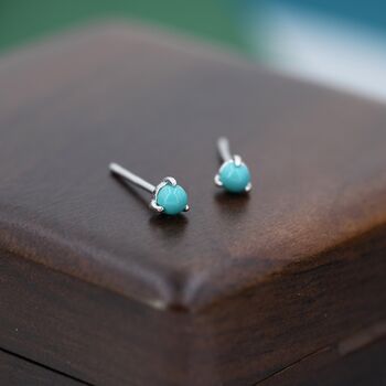Very Tiny Genuine Turquoise Stud Earrings, 8 of 12
