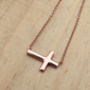 Sideway Cross Necklace Rose Or Gold Plated 925 Silver, thumbnail 5 of 9