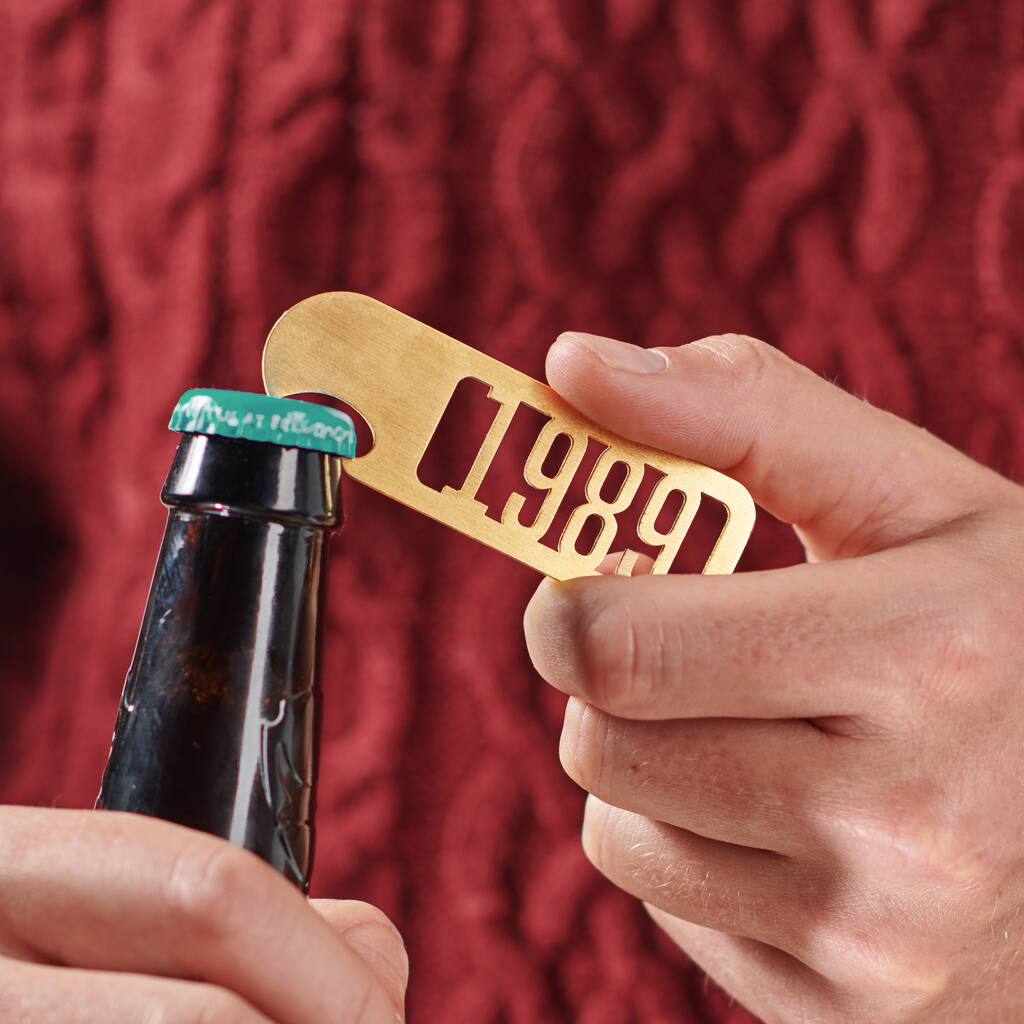 Personalised Solid Brass Year Bottle Opener, 1 of 9