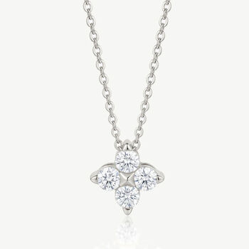Gold Or Silver Moissanite Flower Necklace, 4 of 5