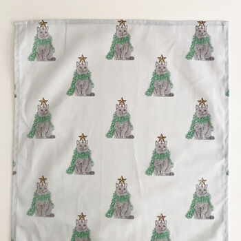 British Shorthair Cat Christmas Cotton Tea Towel, 3 of 5
