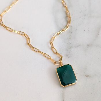 The Rectangle Green Onyx Necklace, 7 of 10