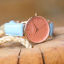 Personalised Ladies Coral Watch + Light Blue Strap, thumbnail 3 of 7
