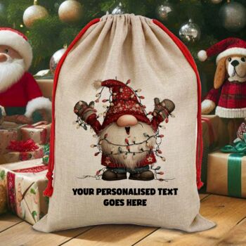 Personalised Christmas Gonk Gnome Gift Sack, 9 of 12